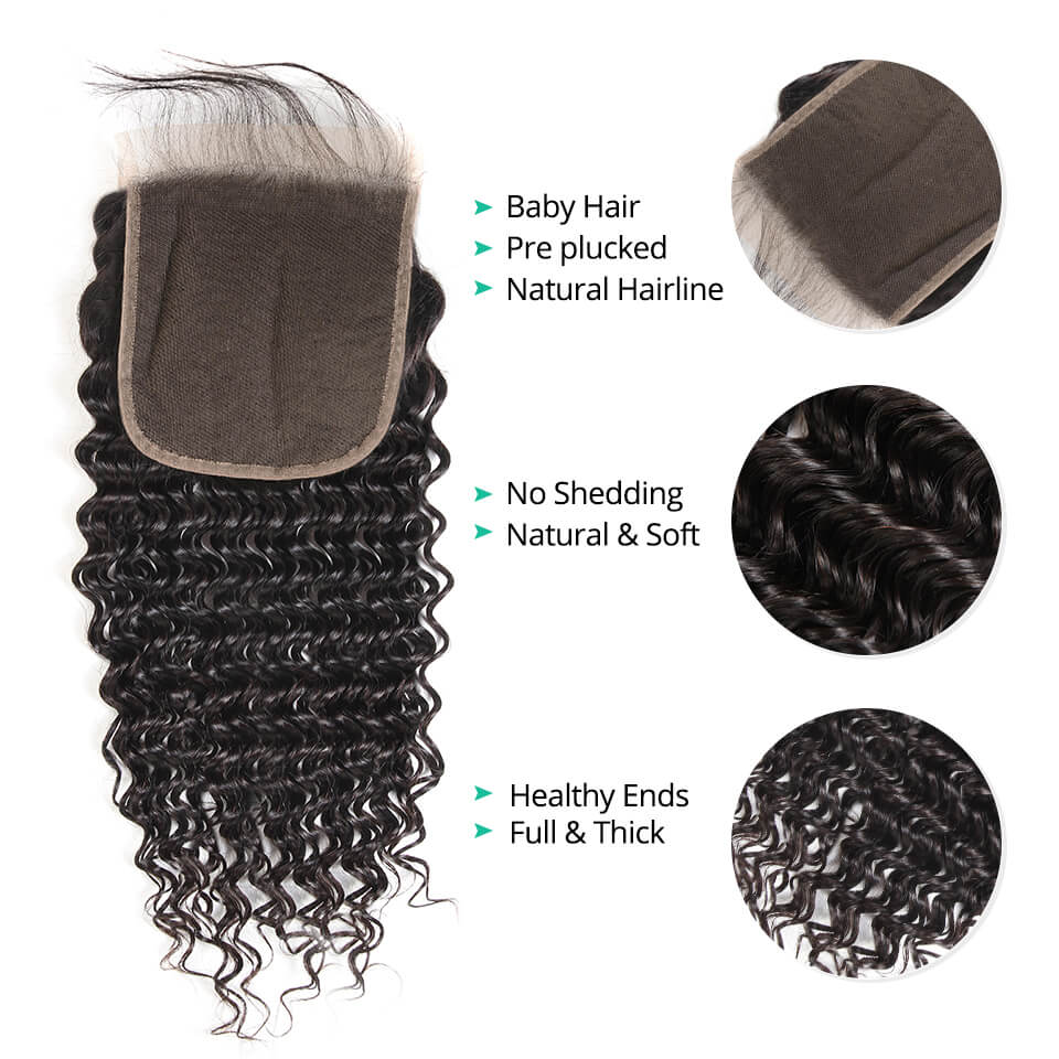 Brazilian Deep Wave Bundles With 6x6 Closure Deep Parting Closure ...